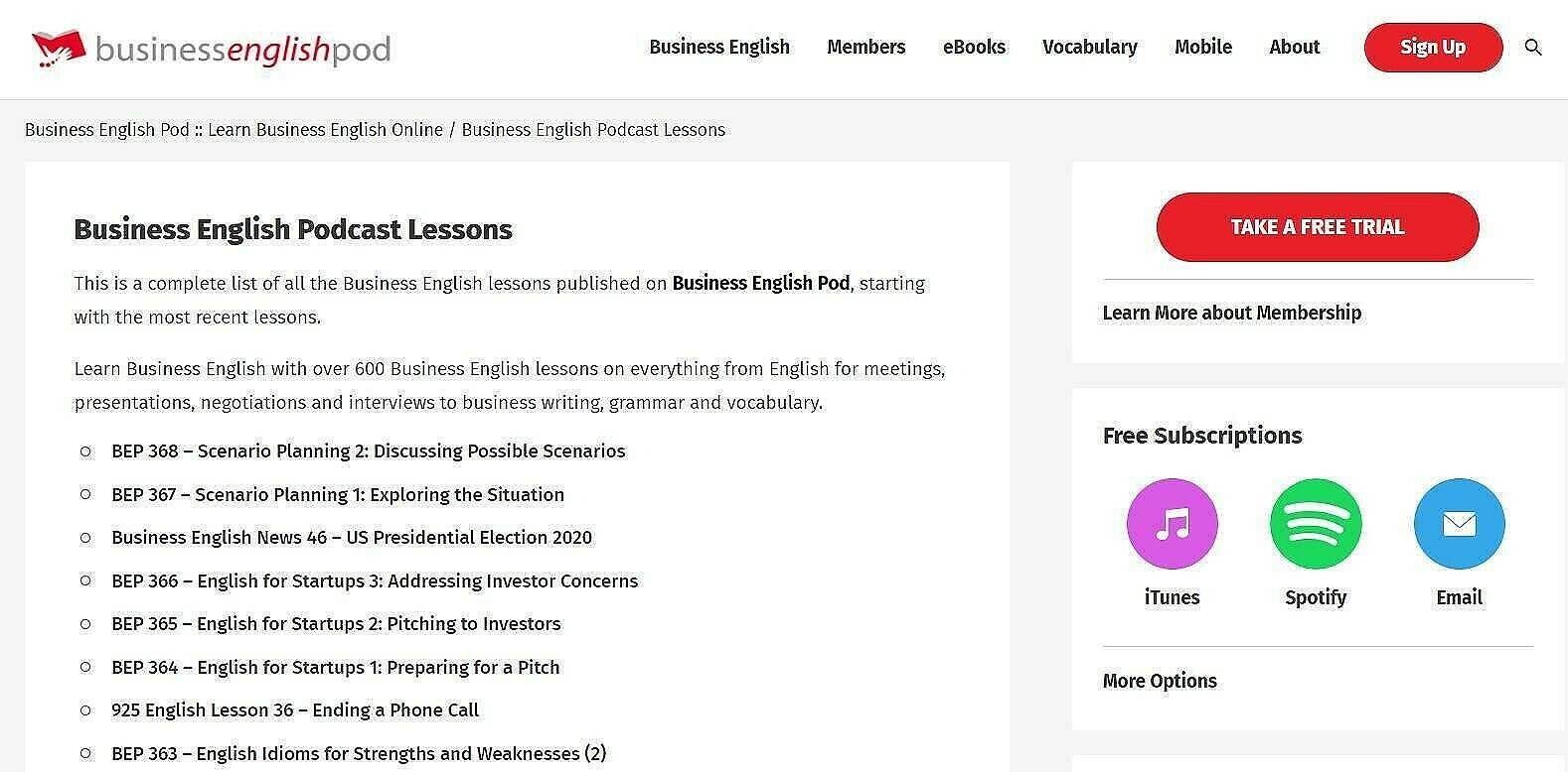 business english podcast lessons